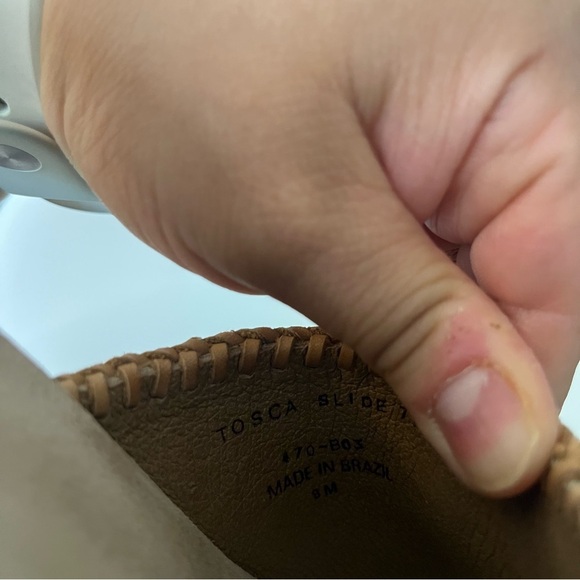 ✨ Frye Yellow Leather Braided Wedge Sandals 8M | Boho Wood Platform Slide - Picture 5 of 6